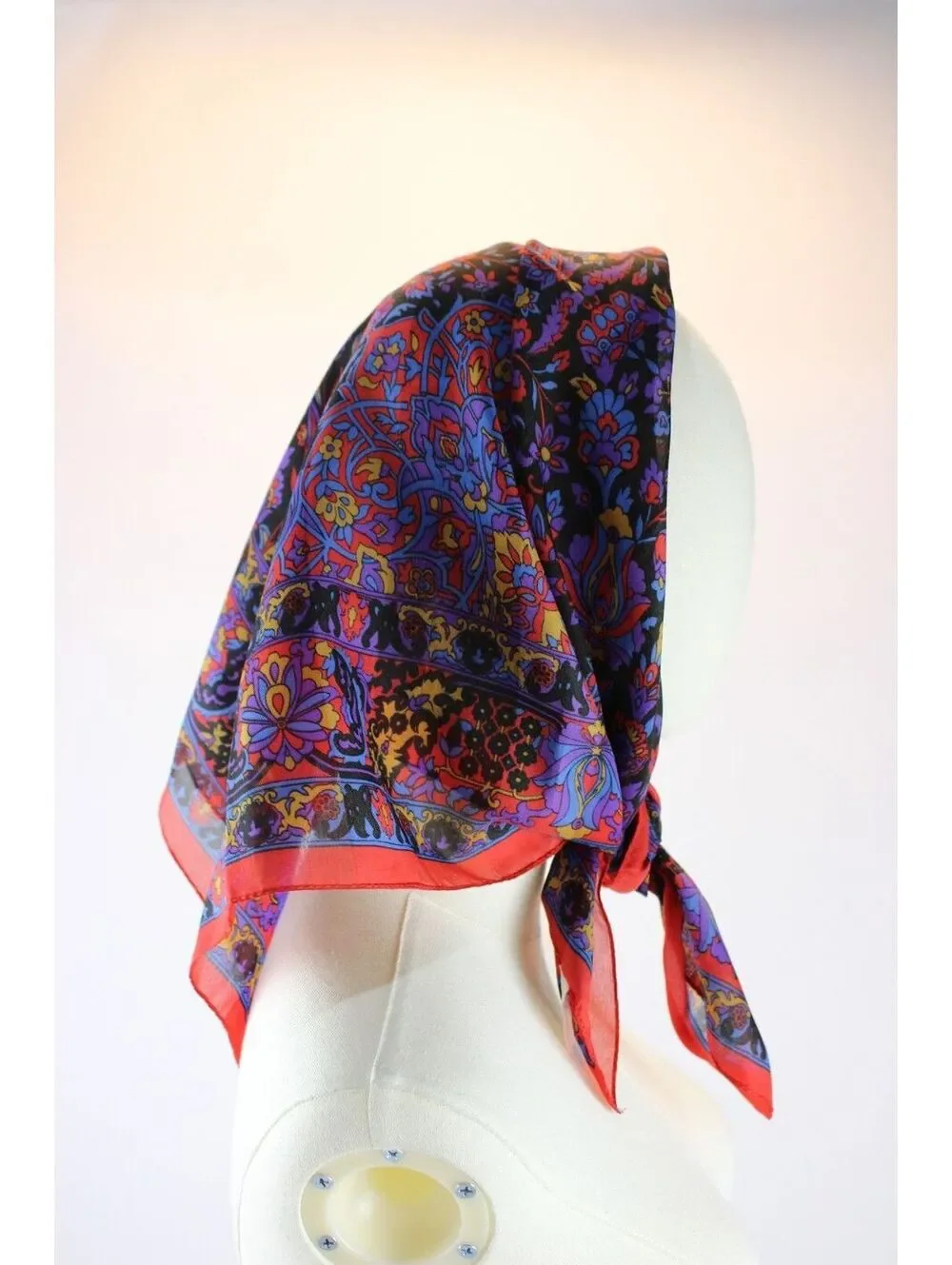 Vintage Silken Polyester Scarf by Berkshire Made in Italy Paisley Floral Red
